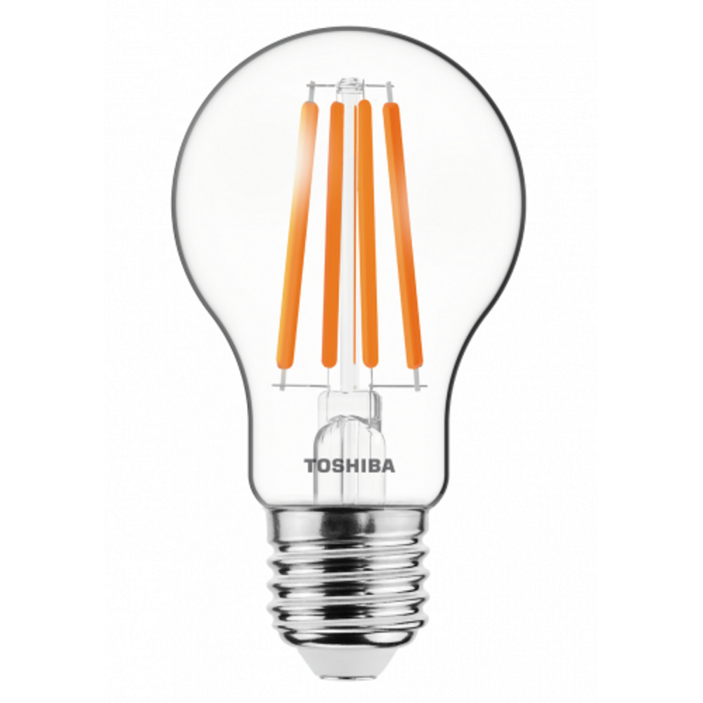 LED lámpa , égő , izzószálás hatás , filament , E27 foglalat , A60 , 11 Watt , dimmelhető , meleg fehér , TOSHIBA , 5 év garancia