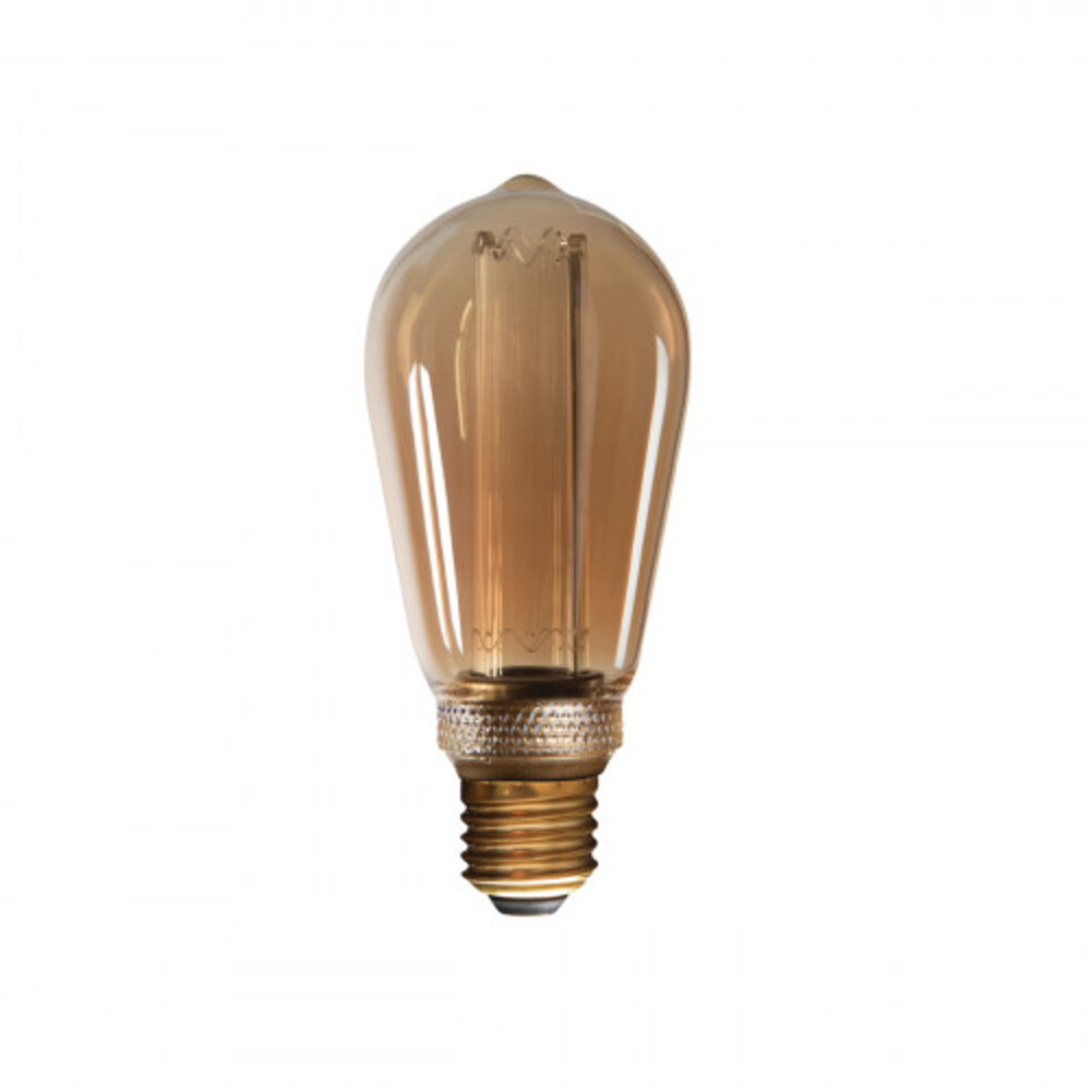 LED lámpa , égő , izzószálas hatás , filament , E27 foglalat , ST64 , Edison , 4 Watt , meleg fehér , 1800K , borostyán sárga , KANLUX