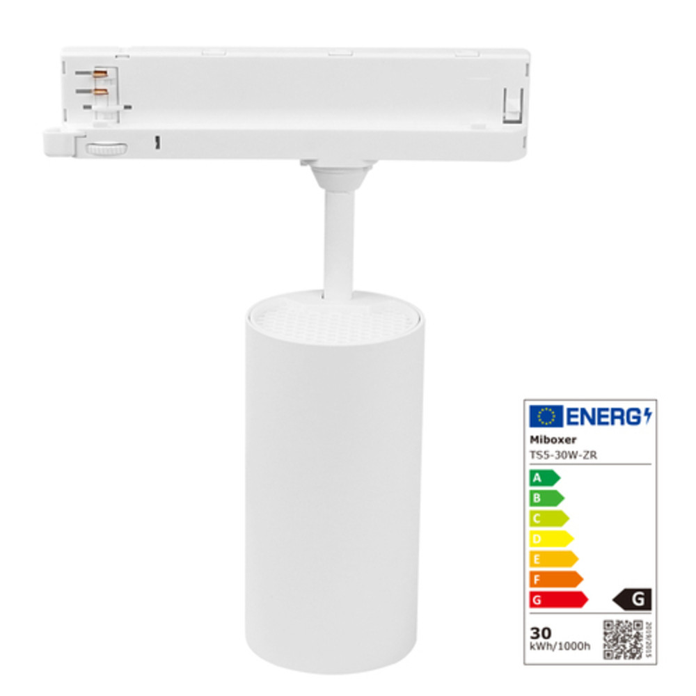 Sínes LED lámpa , track light , 3 fázisú , 4 pólusú , 30 Watt , RGB-CCT , dimmelhető , fehér, Zigbee 3.0+2.4G , Philips Hue és IKEA TRADFI kompatibilis , Miboxer (Mi-Light) , TS5-30W-ZR