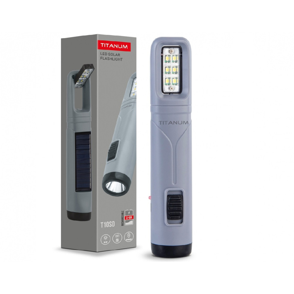 Led zseblámpa , napelemes , hideg fehér , 50 lumen , USB , VIDEX , TITANUM