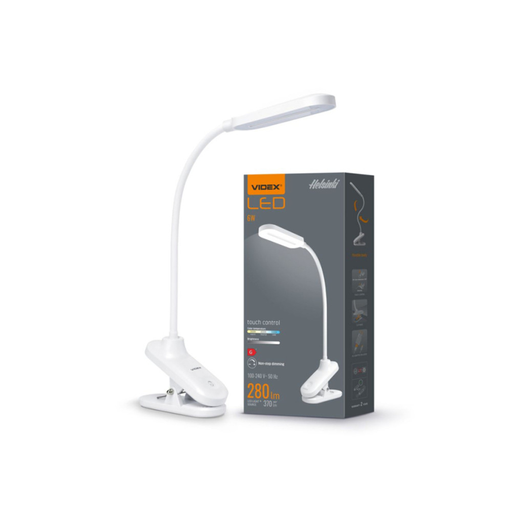 LED lámpatest , asztali , csíptetős , CCT (3000K/4000K/5500K) , dimmelhető , 6W , USB , fehér , VIDEX
