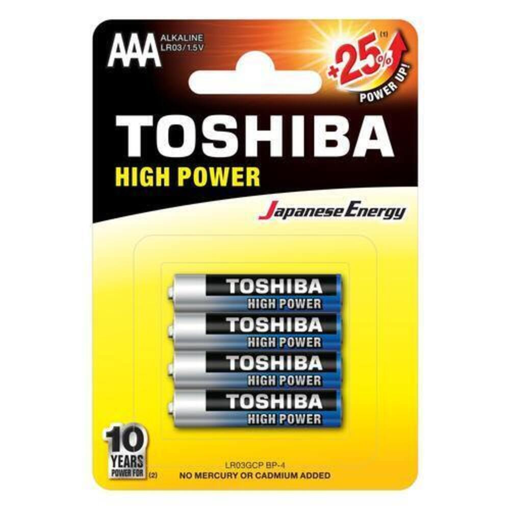 Ceruzaelem AAA (LR03) , 1.5 Volt , 4 darab , tartós , elem , High Power , TOSHIBA