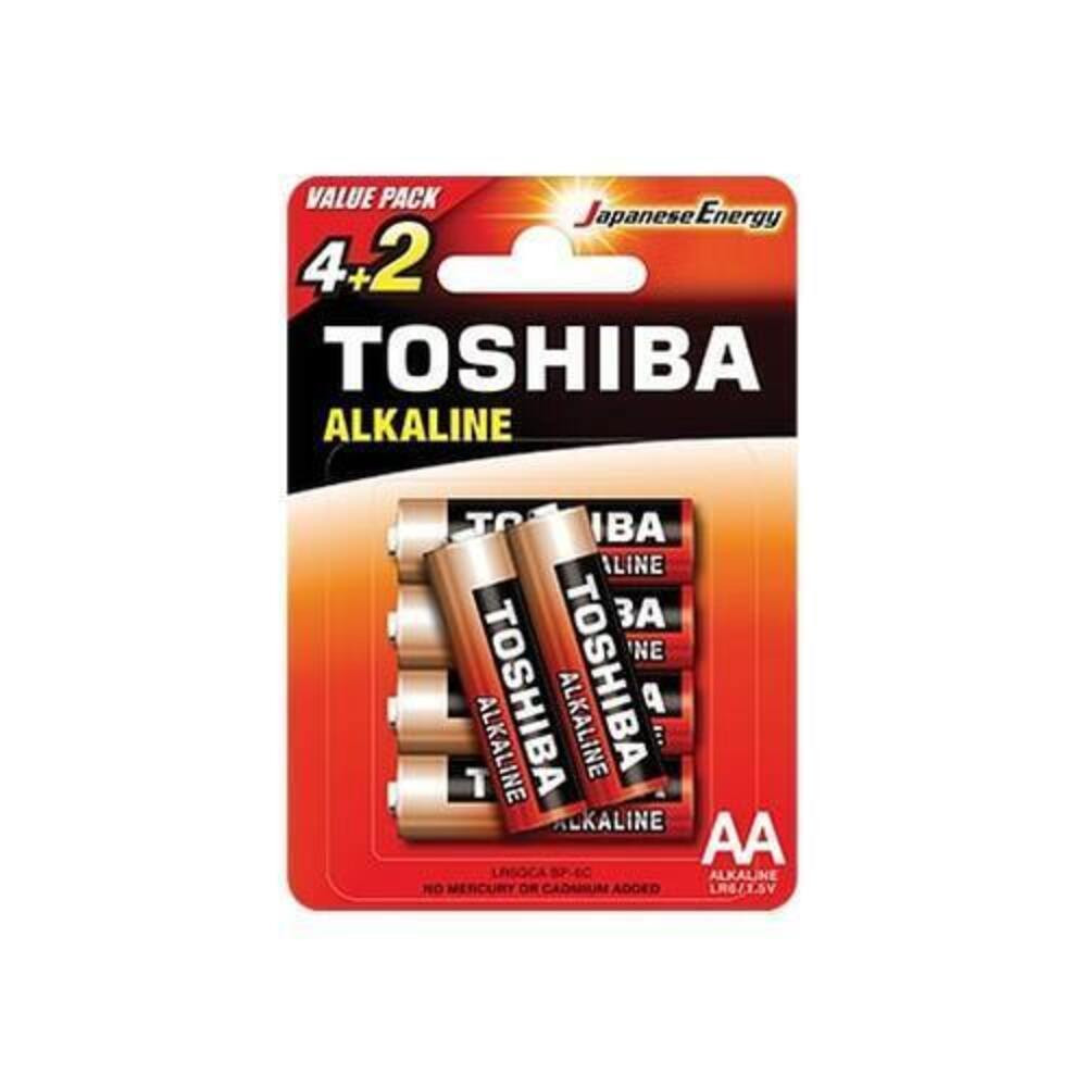 Ceruzaelem AA (LR6) , 1.5 Volt , 6 darab , tartós , elem , Red Alkaline , TOSHIBA