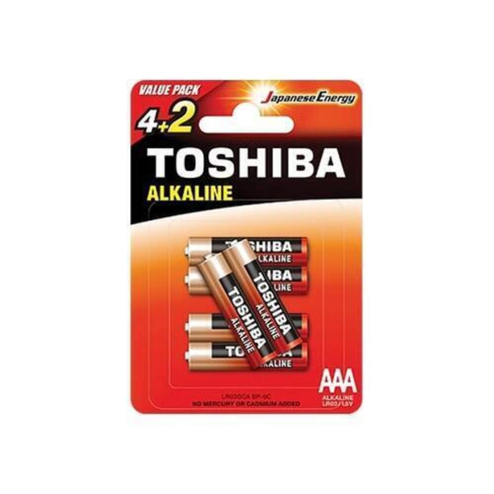 Ceruzaelem AAA (LR03) , 1.5 Volt , 6 darab , tartós , elem , Red Alkaline , TOSHIBA