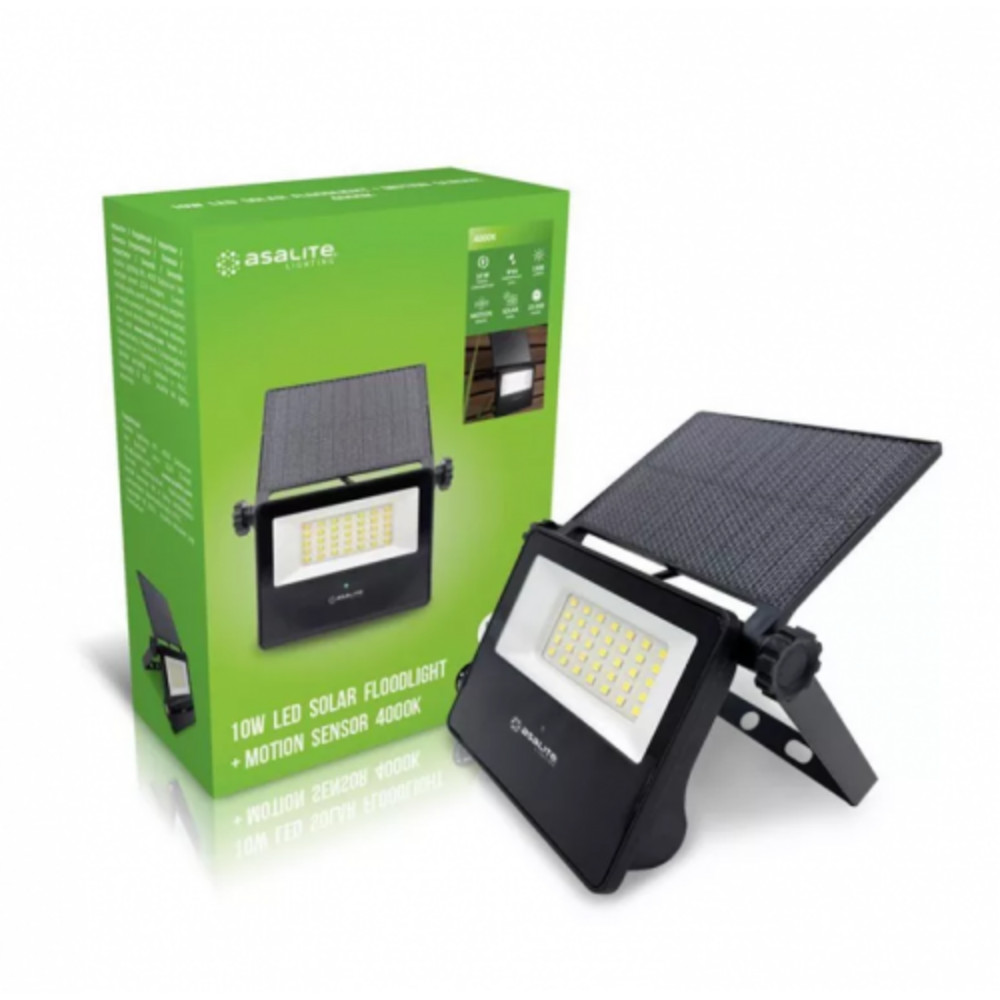 LED reflektor , 10W , 1300 lm , napelemes , mozgásérzékelős , természetes fehér , IP44 , Asalite