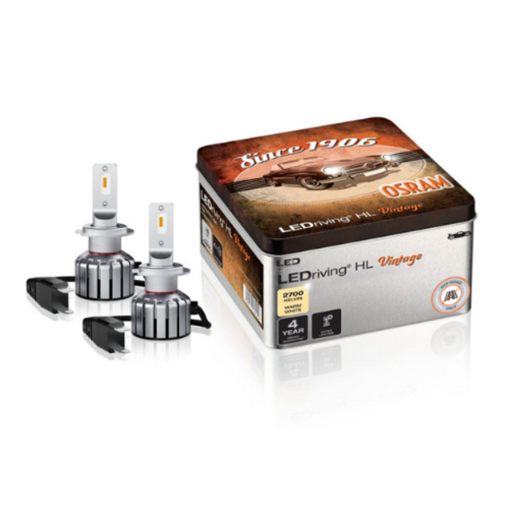 LED lámpa , égő , autó izzó , fényszóró , 2 db-os csomag , H7 , 18 Watt , meleg fehér , Plug&Play , OSRAM LEDriving , HL Vintage , OLDTIMER