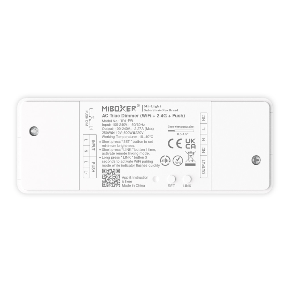 LED meghajtó , dimmer , 230V AC üzemű lámpákhoz , multifunkciós dimmelés , WiFi+2,4GHz , Tuya , Miboxer (Mi-Light) , TRI-PW
