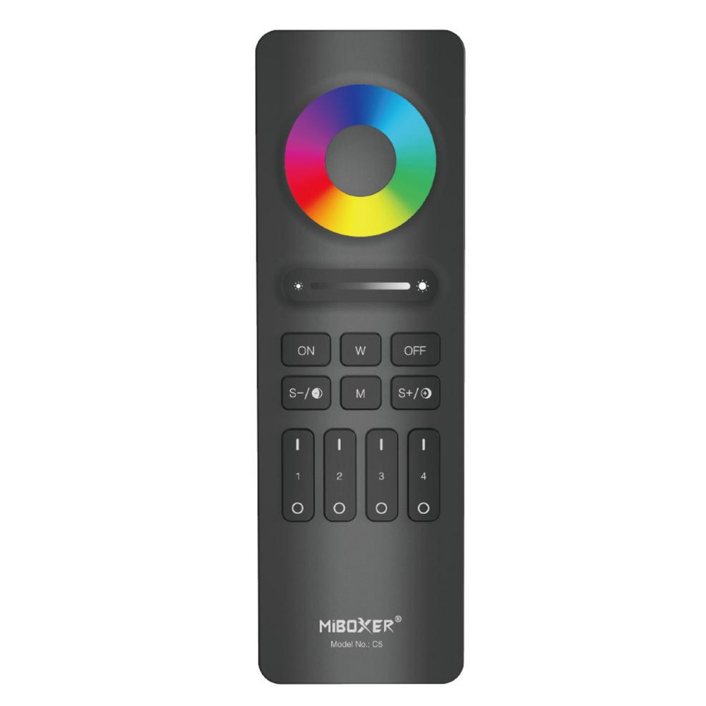 Elemes távirányító , mágneses , 2.4GHz , 4 zónás , CCT, dimmelhető , RGB , fekete , Miboxer (Mi-Light) , C5