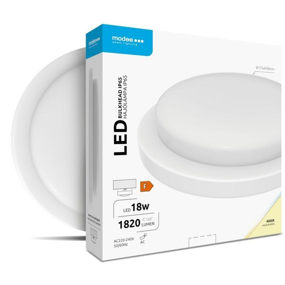 Modee LED Hajólámpa Kerek 18W 4000K (D195x35mm) IP65 (1820 lumen) fehér