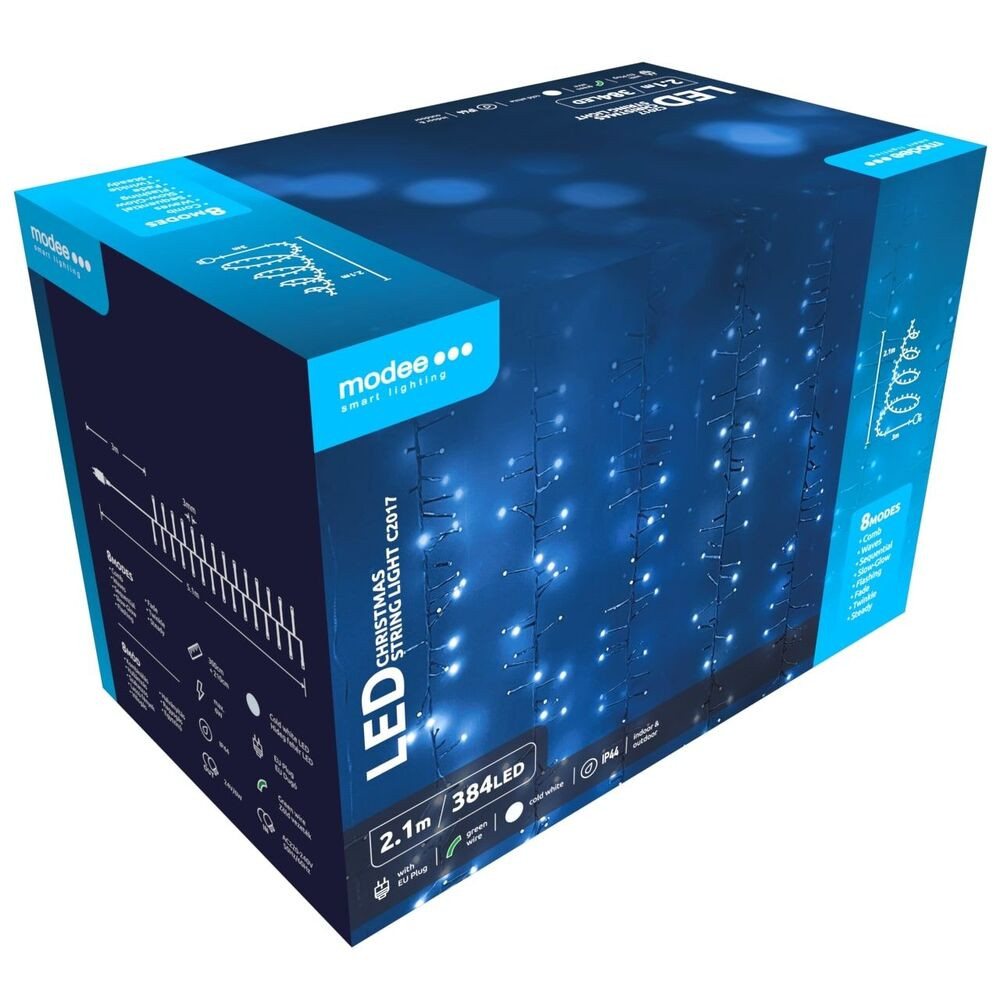 Modee Karácsonyi LED Füzér Plastic Adapteres C2017 (384LED/2,1m) cold