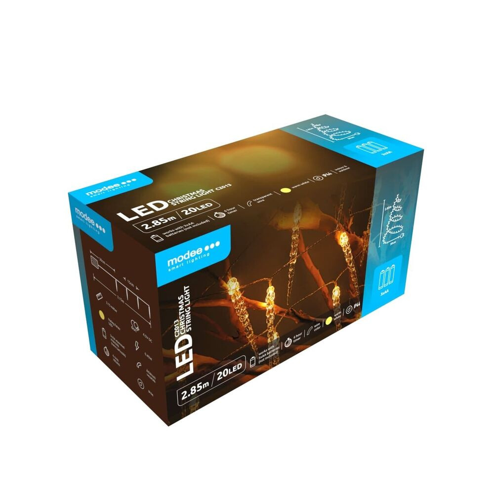 Modee Karácsonyi LED Füzér Plastic Elemes C2013 (20LED/2,85m/15cm) warm