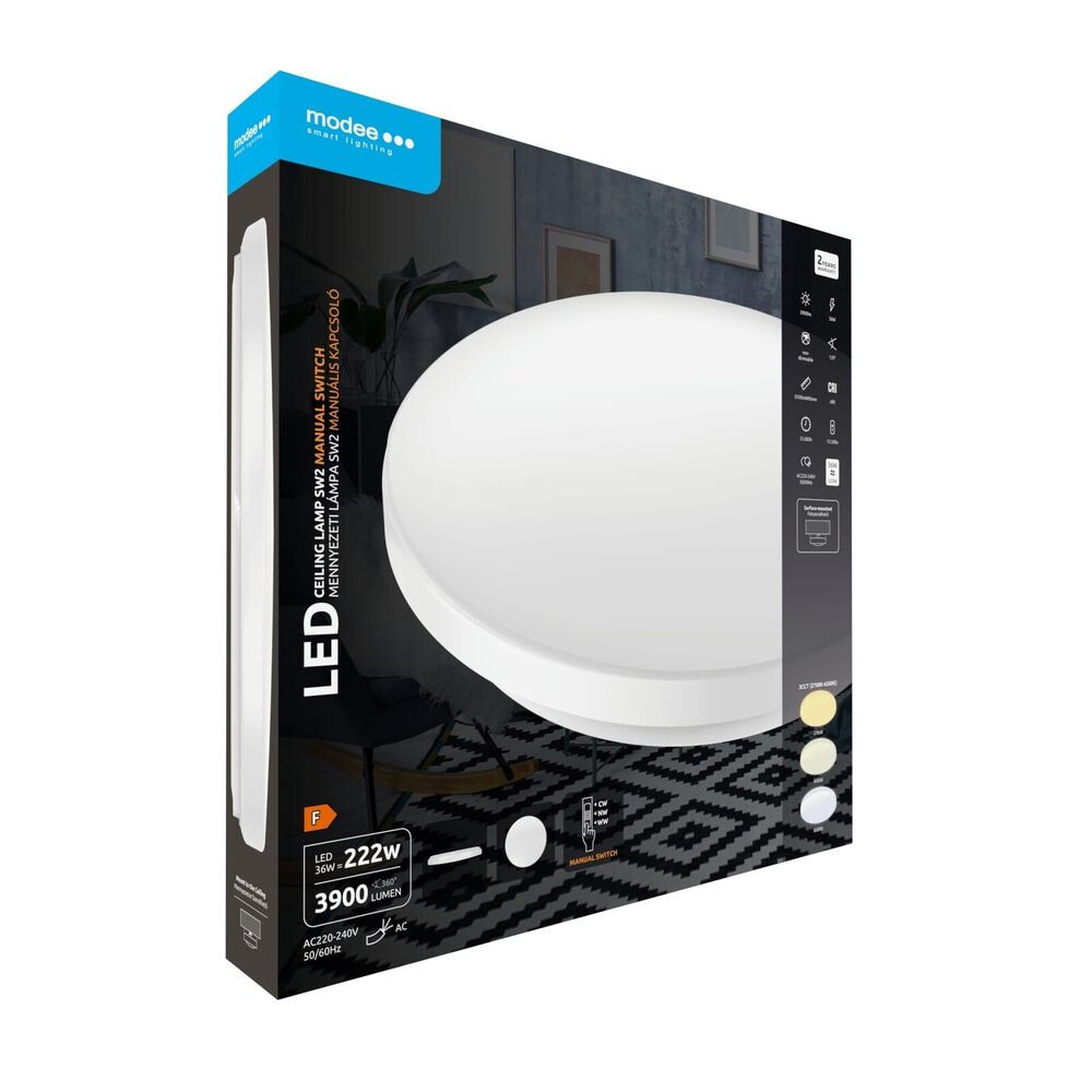 Modee Mennyezeti LED Lámpa (switch) 36W 3CCT D500x80mm SW2 (3900 lumen) ERP