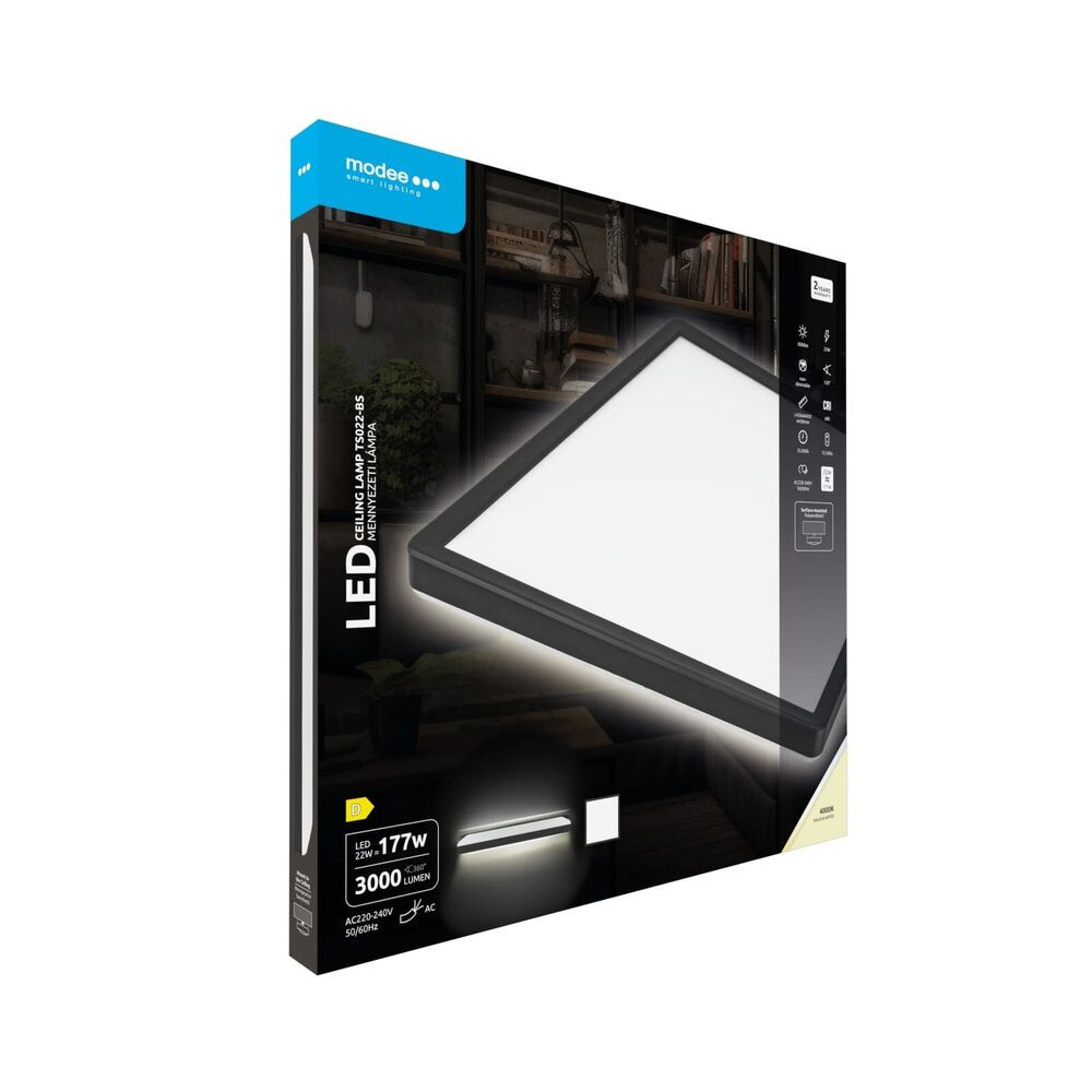 Modee Mennyezeti LED TS022-BS Négyzet 22W 4000K 420x420x28mm (3000 lumen) ERP