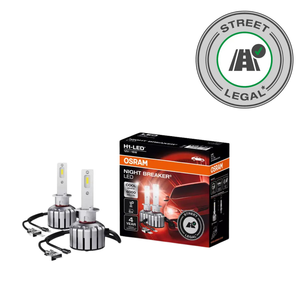 LED lámpa , égő , autó izzó , fényszóró , 2 db-os csomag , H1 , 16 Watt , hideg fehér , OSRAM LEDriving , NIGHT BREAKER , Street legal
