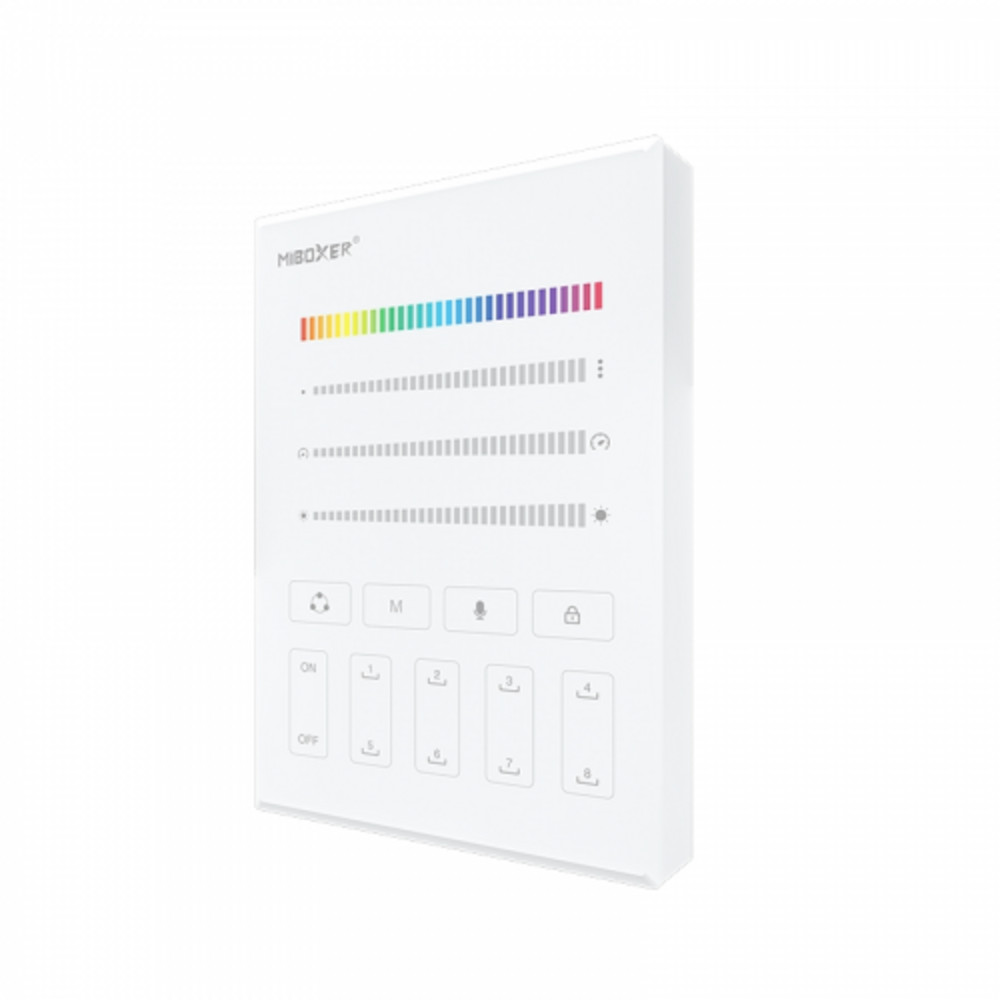 Fali távirányító Digitális (SPI, futófény) LED szalaghoz , 5in1 (monokróm/CCT/RGB /RGBW/RGB-CCT) , Tuya, DMX , fehér , Miboxer , B9