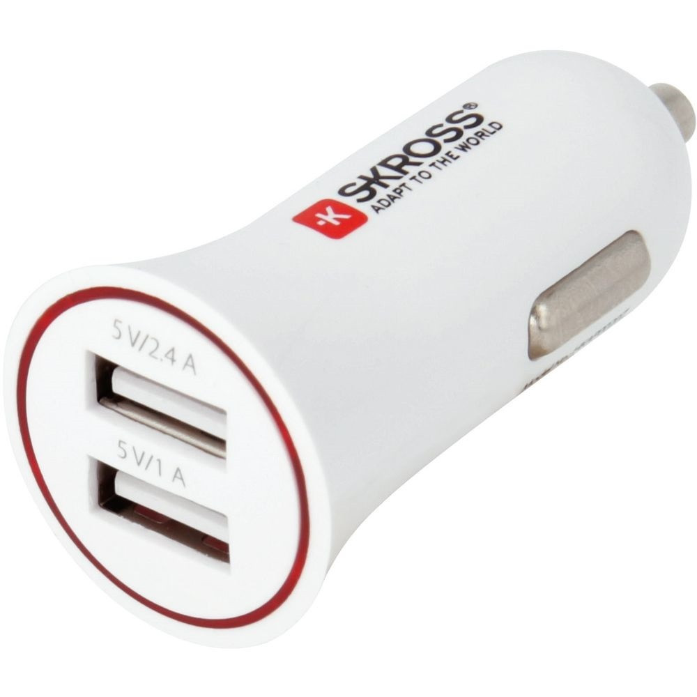SKROSS USB töltő, autós, szivargyújtó (2x USB-A, 1A/2,4A)