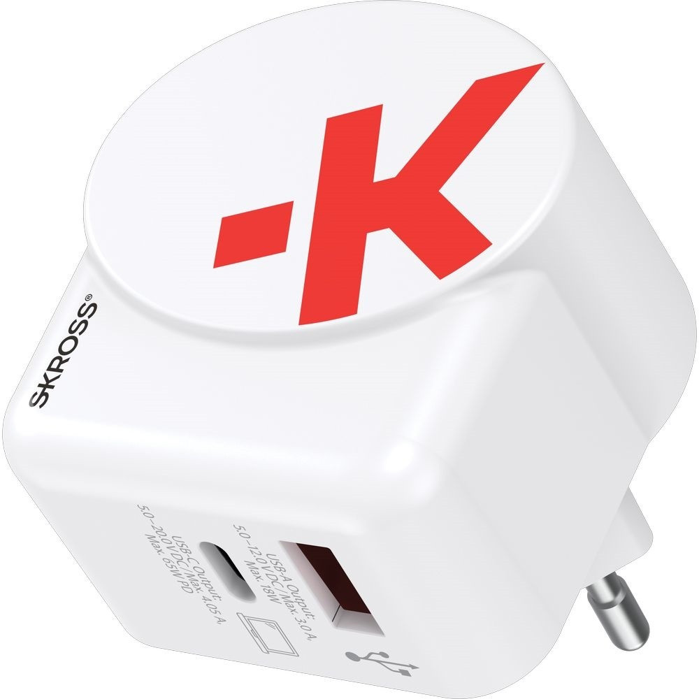 SKROSS USB gyorstöltő (USB-C,USB-A) 65W, PD, + 1,6m USB-C kábel, GaN