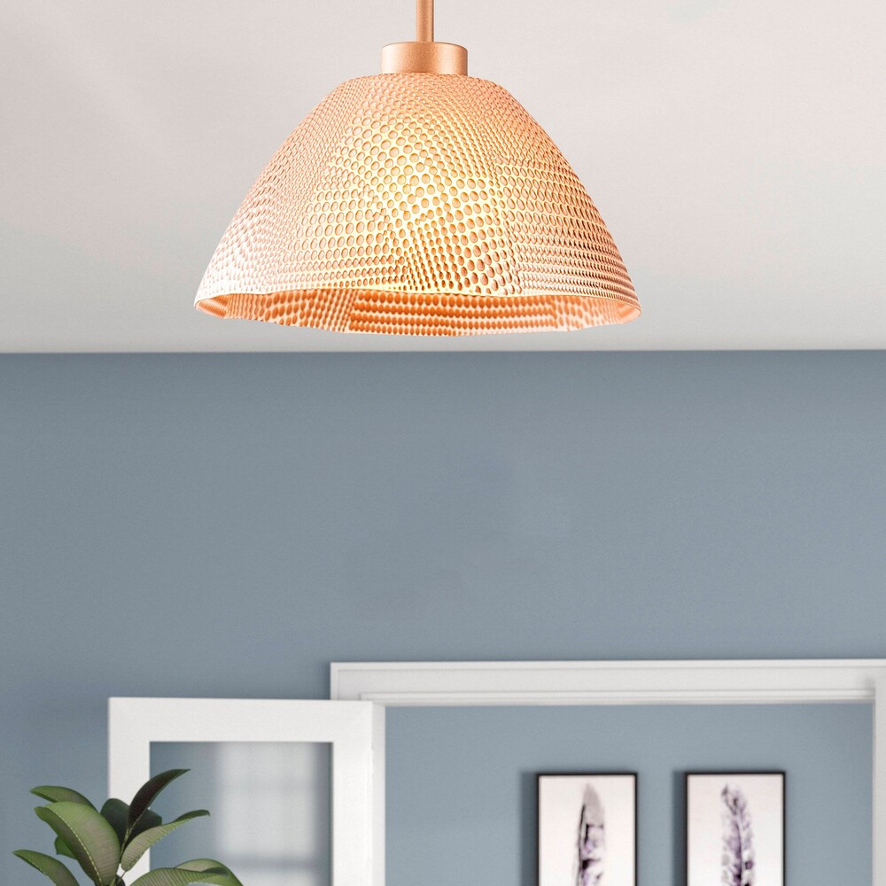 Elegáns réz csillár, 30 cm átmérő, 32 cm magasság | Fém ház üvegsapkával, E27 foglalat (max. 40 W) | Stílusos, tömör narancssárga dizájn a nosztalgikus csillogó lakberendezéshez | IP20 besorolású