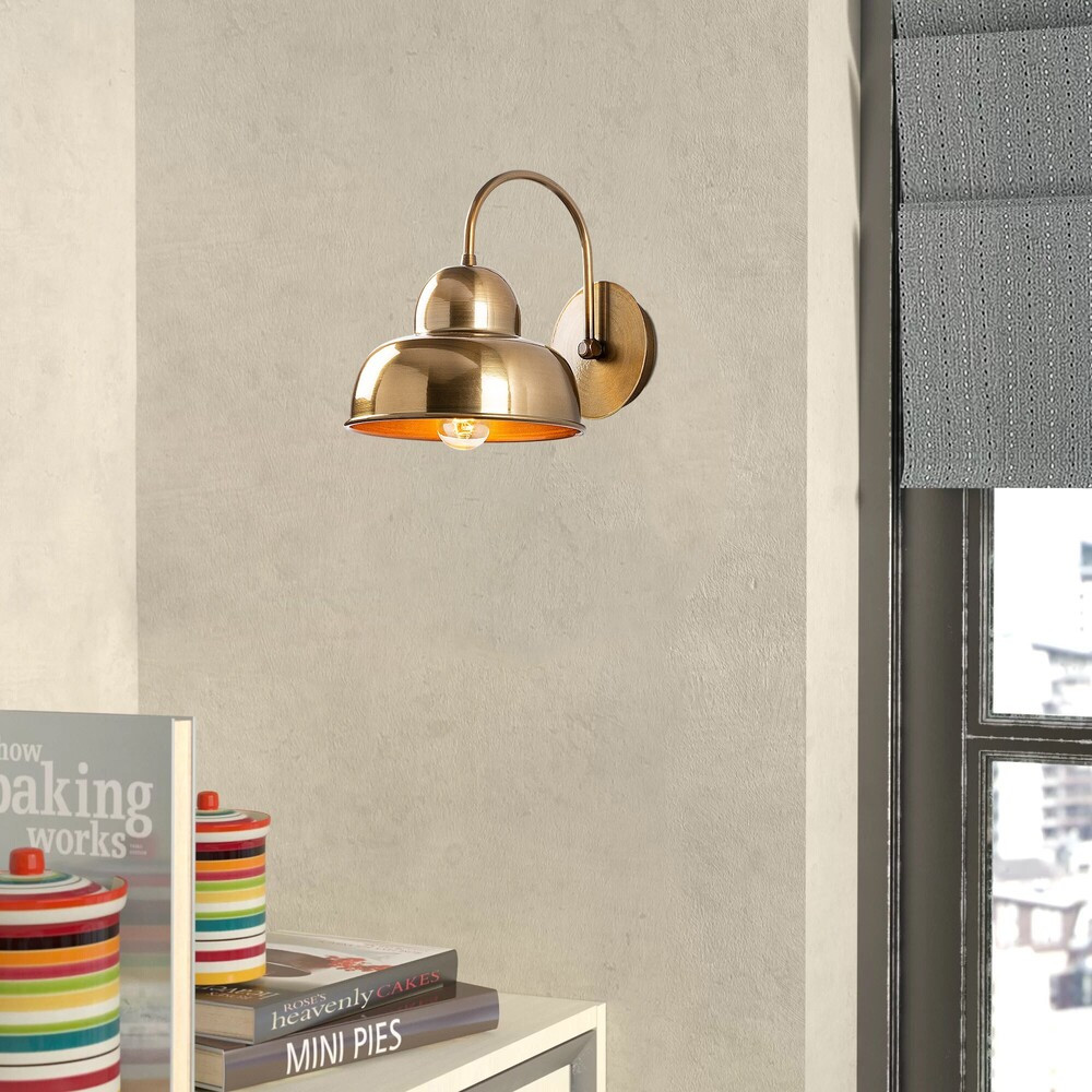 Elegáns arany fali lámpa, fém ház, 20 x 27 cm, magasság: 24 cm | E27 aljzat, max 40W | IP20 besorolású | Tökéletes a Glam és skandináv dekorációhoz nappalikban, hálószobákban és folyosókban