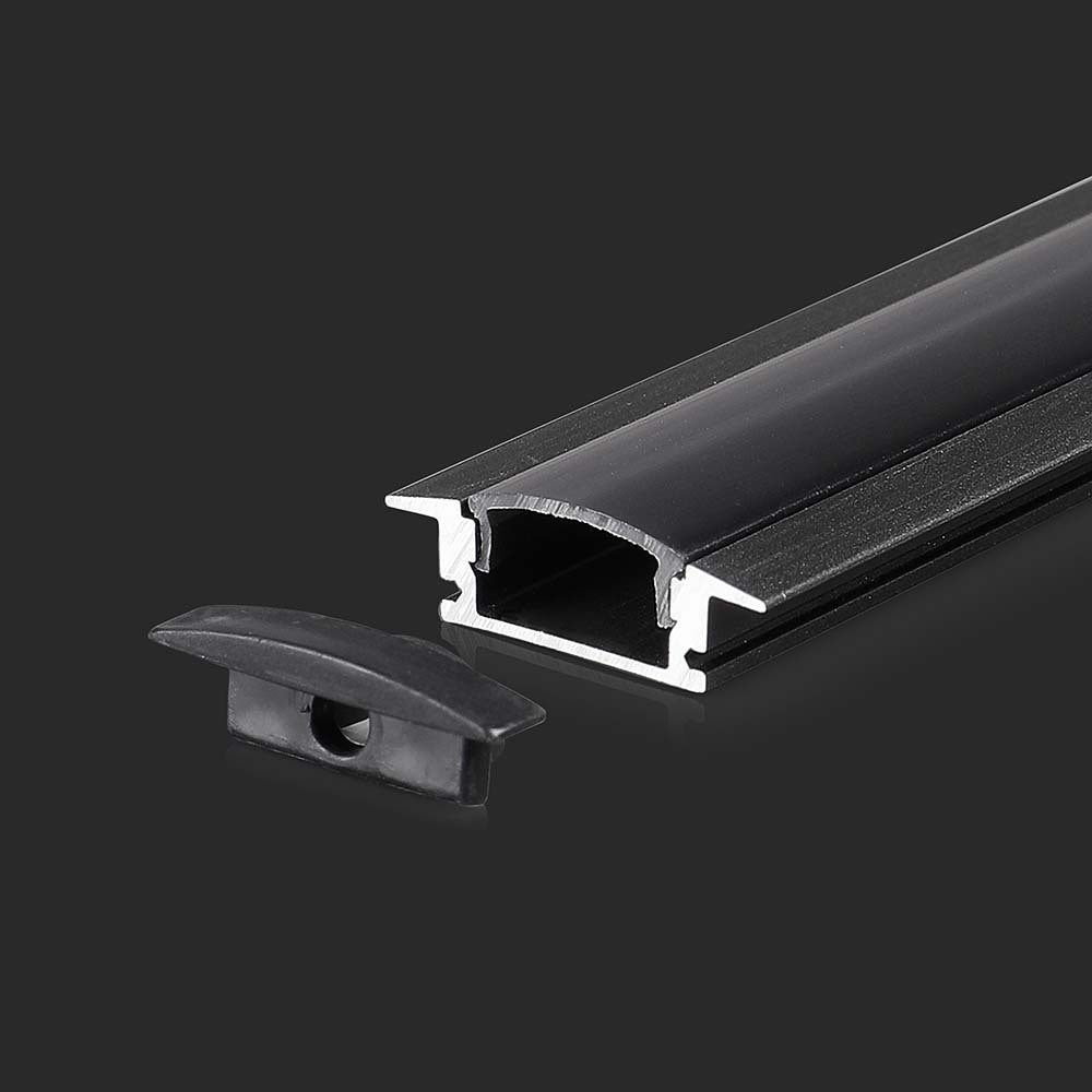 LED szalag profil, fekete/fekete fedő, 2000mm, V-TAC, 2875