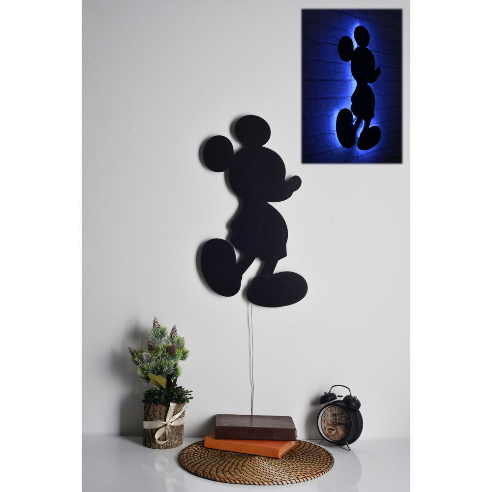 Dekoratív LED világítás fekete MDF alappal, 32 x 50 cm | 60 LED/m, 300 Lumen, 3000K | 50 000 órás élettartam, beépített falakasztó, elegáns kék dizájn