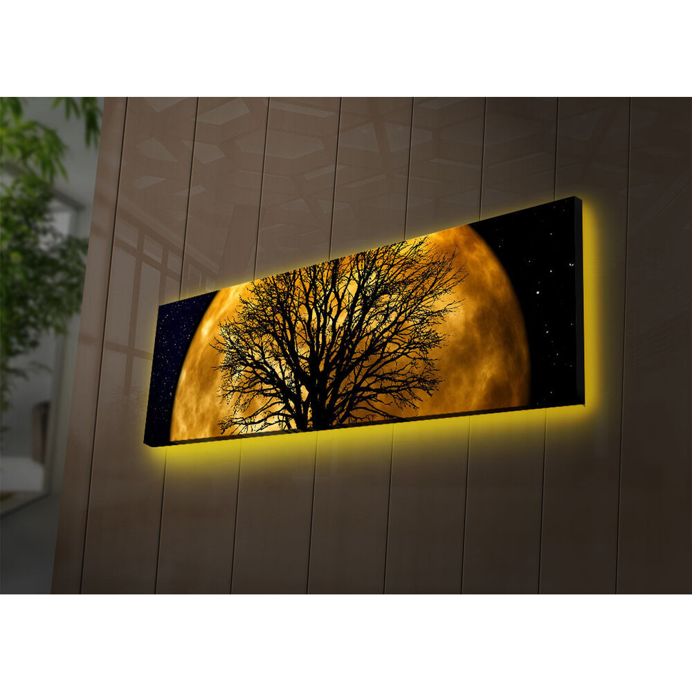 Dekoratív LED-es világítóvászon festmény, 30 x 90 cm, 100% velúr vászon, fa keret (3 cm), elemes, be-/kikapcsolóval, tökéletes otthoni dekorációhoz