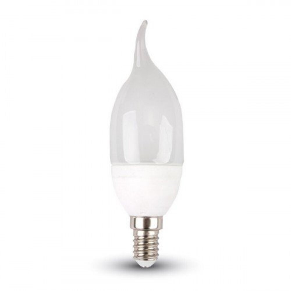 LED lámpa , égő , gyertya , láng forma , E14 foglalat , 4 Watt , 200° , meleg fehér